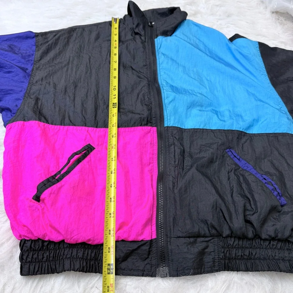 Vintage Red Pepper Action Wear Windbreaker Jacket Colorblock 80s 90s Neon Medium